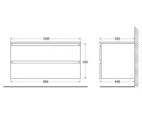 Заказать Тумба под раковину Cezares Molveno 100 MOLVENO-100-2C-SO-OSS подвесная Ossido в магазине сантехники Santeh-Crystal.ru