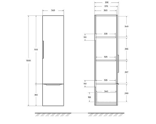 Шкаф пенал Cezares Premium 35 55501 подвесной Bianco opaco