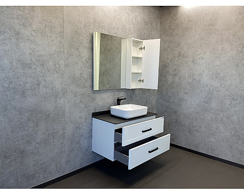 Купить Зеркало со шкафом Comforty Амстердам 95 00004143986 Белый глянец в магазине сантехники Santeh-Crystal.ru