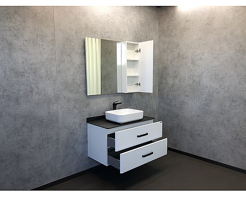 Купить Зеркало со шкафом Comforty Амстердам 95 00004143986 Белый глянец в магазине сантехники Santeh-Crystal.ru