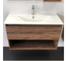 Тумба с раковиной Comforty Бордо 90 00-00006671 подвесная Дуб темно-коричневый