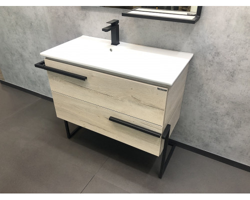 Приобрести Тумба с раковиной Comforty Дюссельдорф 90 00-00004093 Дуб дымчатый в магазине сантехники Santeh-Crystal.ru