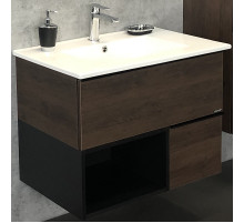 Тумба с раковиной Comforty Франкфурт 75 00004150531 подвесная Дуб шоколадно-коричневый