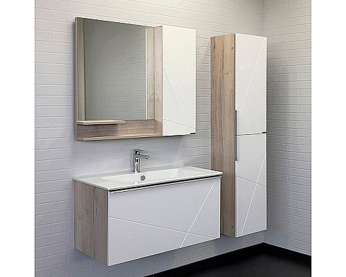 Приобрести Шкаф пенал Comforty Мерано 35 00-00008479 подвесной Дуб дымчатый в магазине сантехники Santeh-Crystal.ru