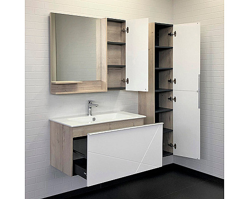 Приобрести Шкаф пенал Comforty Мерано 35 00-00008479 подвесной Дуб дымчатый в магазине сантехники Santeh-Crystal.ru