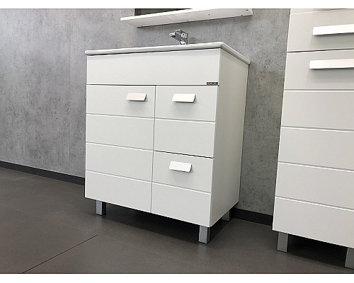 Приобрести Тумба с раковиной Comforty Модена М-75 00-00001643 Белая матовая в магазине сантехники Santeh-Crystal.ru