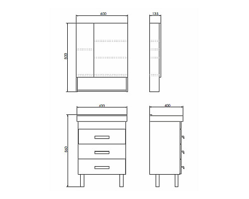 Заказать Зеркальный шкаф Comforty Никосия 60 00-00011199 Белый глянцевый в магазине сантехники Santeh-Crystal.ru