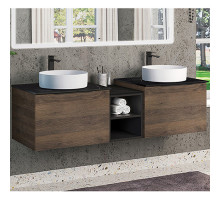Тумба с раковиной Comforty Портленд 150 00-00013687 подвесная Дуб шоколадно-коричневый Калакатта Блэк