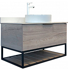 Тумба с раковиной Comforty Порто 90 00-00009322 подвесная Дуб дымчатый