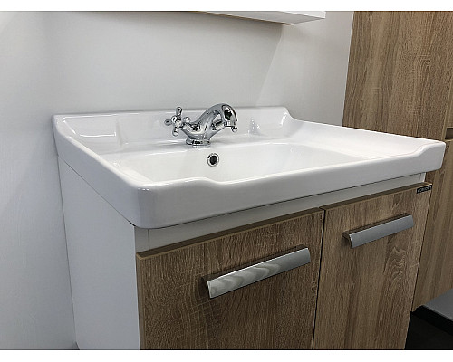 Купить Тумба с раковиной Comforty Рига 60 00004142213 подвесная Дуб сонома в магазине сантехники Santeh-Crystal.ru