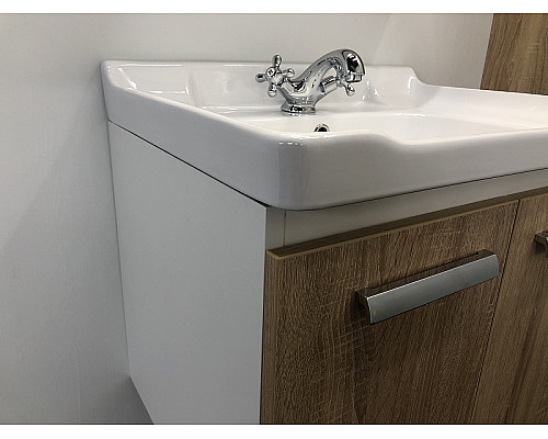 Купить Тумба с раковиной Comforty Рига 60 00004142213 подвесная Дуб сонома в магазине сантехники Santeh-Crystal.ru