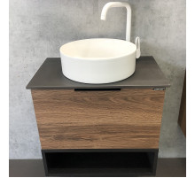 Тумба с раковиной Comforty Штутгарт 60 00-00001698 подвесная Дуб темно-коричневый Черная столешница
