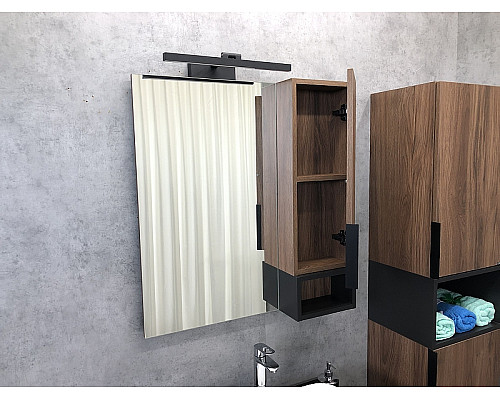 Заказать Зеркало со шкафом Comforty Штутгарт 75 00004151037 Дуб темно-коричневый Черное матовое в магазине сантехники Santeh-Crystal.ru
