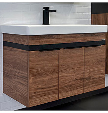 Тумба с раковиной Comforty Соло 90 00-00010979 подвесная Дуб темно-коричневый
