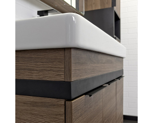 Заказать Тумба с раковиной Comforty Соло 90 00-00010979 подвесная Дуб темно-коричневый в магазине сантехники Santeh-Crystal.ru