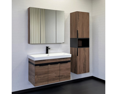 Заказать Тумба с раковиной Comforty Соло 90 00-00010979 подвесная Дуб темно-коричневый в магазине сантехники Santeh-Crystal.ru