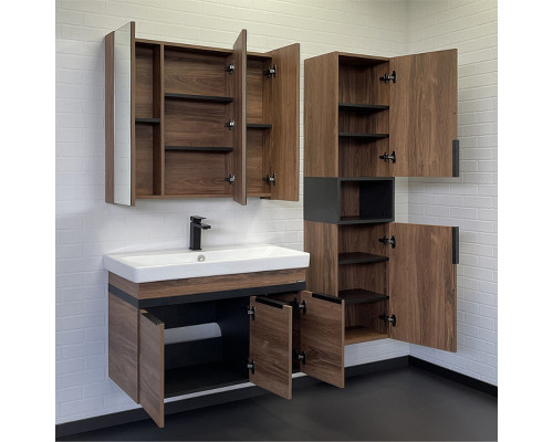 Заказать Тумба с раковиной Comforty Соло 90 00-00010979 подвесная Дуб темно-коричневый в магазине сантехники Santeh-Crystal.ru