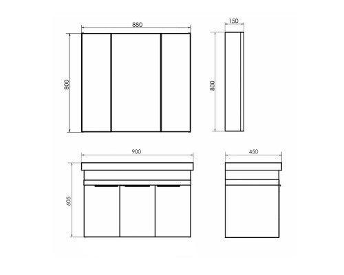 Заказать Тумба с раковиной Comforty Соло 90 00-00010979 подвесная Дуб темно-коричневый в магазине сантехники Santeh-Crystal.ru