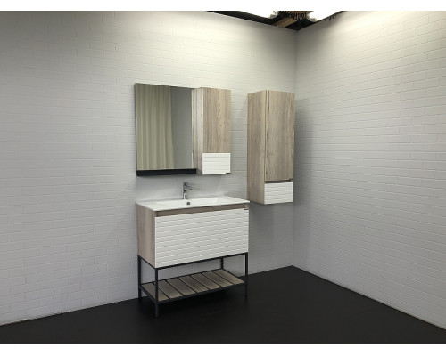 Заказать Шкаф пенал Comforty Страсбург 35 00-00006574 подвесной Дуб дымчатый Белый матовый в магазине сантехники Santeh-Crystal.ru