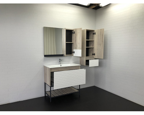 Заказать Шкаф пенал Comforty Страсбург 35 00-00006574 подвесной Дуб дымчатый Белый матовый в магазине сантехники Santeh-Crystal.ru