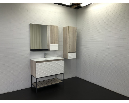 Заказать Шкаф пенал Comforty Страсбург 35 00-00006574 подвесной Дуб дымчатый Белый матовый в магазине сантехники Santeh-Crystal.ru