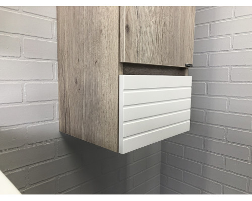 Заказать Шкаф пенал Comforty Страсбург 35 00-00006574 подвесной Дуб дымчатый Белый матовый в магазине сантехники Santeh-Crystal.ru