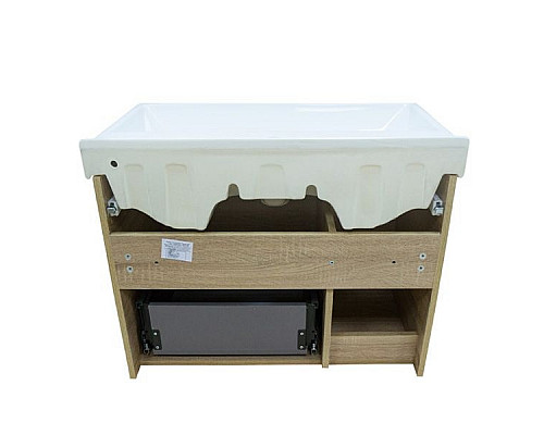 Купить Тумба с раковиной Comforty Тромсе 80 00004142219 подвесная Дуб сонома в магазине сантехники Santeh-Crystal.ru