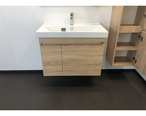 Купить Тумба с раковиной Comforty Тромсе 80 00004142219 подвесная Дуб сонома в магазине сантехники Santeh-Crystal.ru