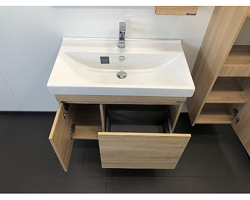 Купить Тумба с раковиной Comforty Тромсе 80 00004142219 подвесная Дуб сонома в магазине сантехники Santeh-Crystal.ru