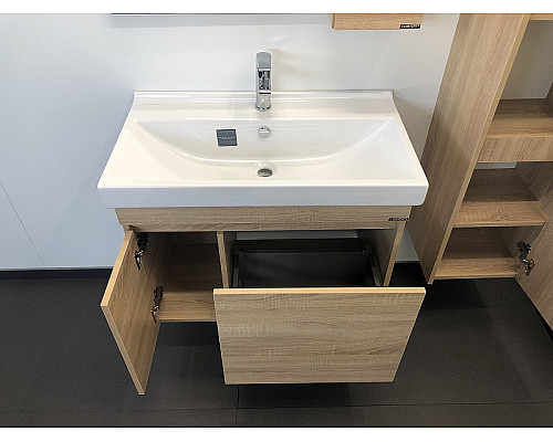 Купить Тумба с раковиной Comforty Тромсе 80 00004142219 подвесная Дуб сонома в магазине сантехники Santeh-Crystal.ru