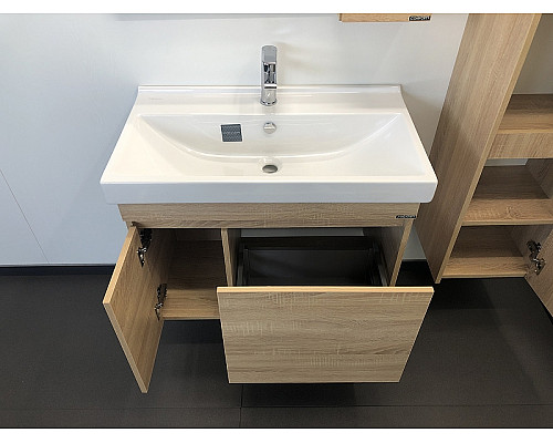 Купить Тумба с раковиной Comforty Тромсе 80 00004142219 подвесная Дуб сонома в магазине сантехники Santeh-Crystal.ru