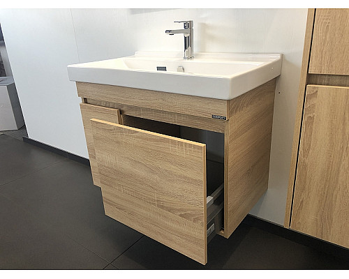 Купить Тумба с раковиной Comforty Тромсе 80 00004142219 подвесная Дуб сонома в магазине сантехники Santeh-Crystal.ru