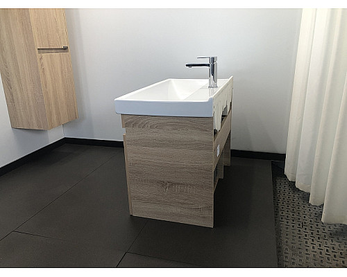 Купить Тумба с раковиной Comforty Тромсе 80 00004142219 подвесная Дуб сонома в магазине сантехники Santeh-Crystal.ru