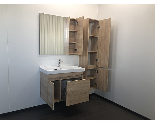 Купить Тумба с раковиной Comforty Тромсе 80 00004142219 подвесная Дуб сонома в магазине сантехники Santeh-Crystal.ru