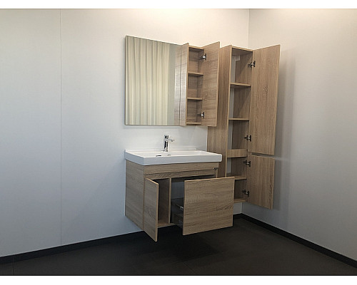 Купить Тумба с раковиной Comforty Тромсе 80 00004142219 подвесная Дуб сонома в магазине сантехники Santeh-Crystal.ru