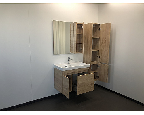 Купить Тумба с раковиной Comforty Тромсе 80 00004142219 подвесная Дуб сонома в магазине сантехники Santeh-Crystal.ru