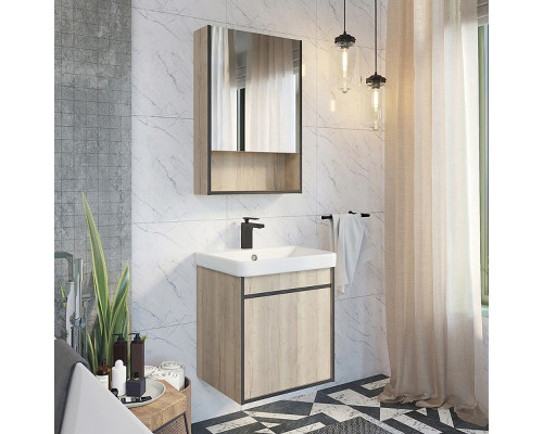 Купить Тумба с раковиной Comforty Вена 55 00-00008928 подвесная Дуб дымчатый в магазине сантехники Santeh-Crystal.ru