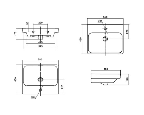 Купить Тумба с раковиной Comforty Вена 55 00-00008928 подвесная Дуб дымчатый в магазине сантехники Santeh-Crystal.ru