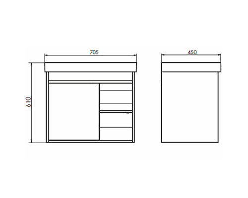 Заказать Тумба с раковиной Comforty Вена 70 00-00008929 подвесная Дуб дымчатый в магазине сантехники Santeh-Crystal.ru