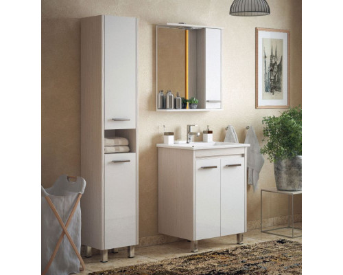 Купить Зеркало со шкафом Corozo Лорена 75 SD-00000297 с подсветкой Лайн Белое в магазине сантехники Santeh-Crystal.ru