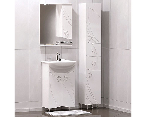 Заказать Зеркало со шкафом Corozo Ультра Флора 55 SD-00000301 с подсветкой Белое в магазине сантехники Santeh-Crystal.ru