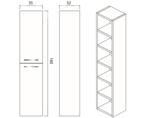 Приобрести Шкаф пенал Creto Ares 35 50-1035D подвесной Davos в магазине сантехники Santeh-Crystal.ru
