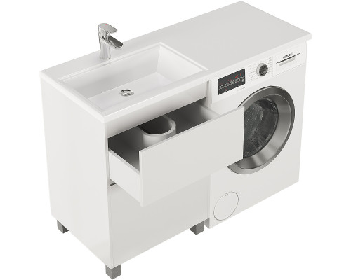 Заказать Тумба с раковиной Creto Cafor 110 L 19-W110L Белый глянец в магазине сантехники Santeh-Crystal.ru