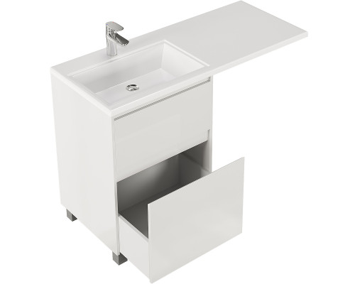 Заказать Тумба с раковиной Creto Cafor 110 L 19-W110L Белый глянец в магазине сантехники Santeh-Crystal.ru