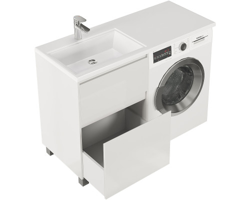 Заказать Тумба с раковиной Creto Cafor 110 L 19-W110L Белый глянец в магазине сантехники Santeh-Crystal.ru