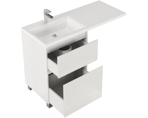 Заказать Тумба с раковиной Creto Cafor 110 L 19-W110L Белый глянец в магазине сантехники Santeh-Crystal.ru