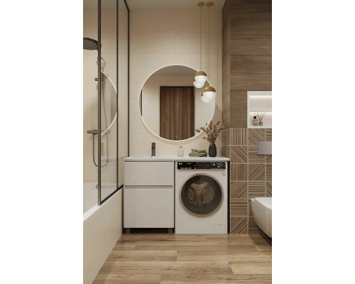 Заказать Тумба с раковиной Creto Cafor 110 L 19-W110L Белый глянец в магазине сантехники Santeh-Crystal.ru