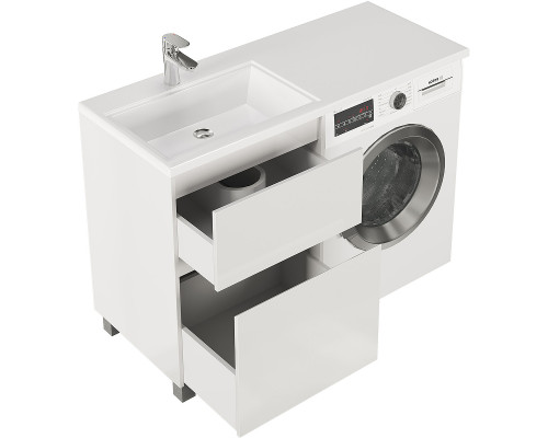 Купить Тумба с раковиной Creto Cafor 120 L 19-W120L Белый глянец в магазине сантехники Santeh-Crystal.ru