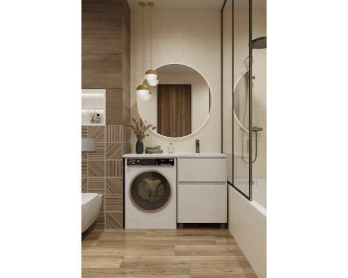 Приобрести Тумба с раковиной Creto Cafor 110 R 19-W110R Белый глянец в магазине сантехники Santeh-Crystal.ru