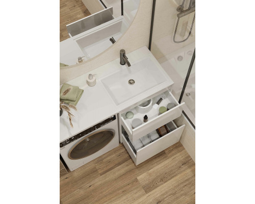 Приобрести Тумба с раковиной Creto Cafor 110 R 19-W110R Белый глянец в магазине сантехники Santeh-Crystal.ru